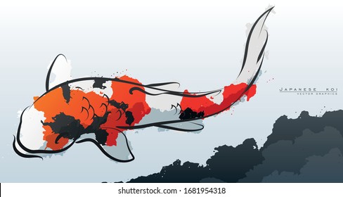 Japanese koi. Vector illustration. Compound paths with gradients for easy color change.