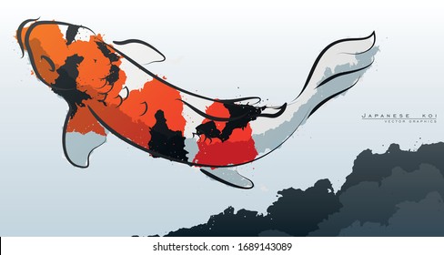 Japanese koi. Vector illustration. Compound paths with gradients for easy color change.