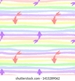 Japanese koi-koi fish on strips endless pattern