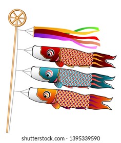 Japanese Koinobori fish carps flags graphic vector