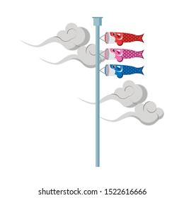 Japanese Koinobori fish carps flags over white background, vector illustration
