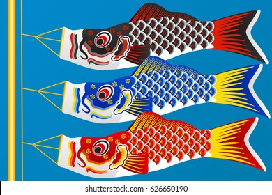 Japanese Koinobori fish carps flags graphic vector