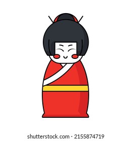 japanese kokeshi doll on white background