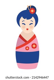 icono del juguete de la muñeca kokeshi japonesa