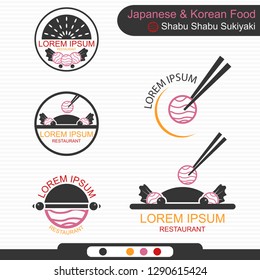 Japanese And Korean Food Shabu Shabu Sukiyaki Restaurant Logo - Vector
