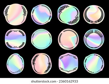 Japanese label set with hologram sticker design. harvest..It is vector data that is easy to edit.
