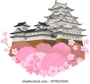 Japanese Landmark Himeji Castle Illustration
