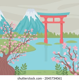 montura y puerta de hito en japón