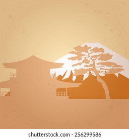 Japanese landscape vector illustration