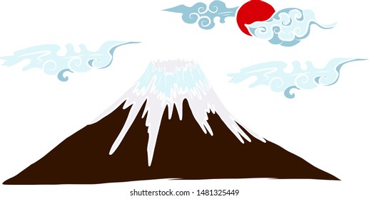 Japanese landscape wtih clouds and sunrise on background.nature background wtih Fuji moutain.Symbol of Japan.