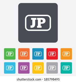 Japanese language sign icon. JP Japan translation symbol with frame. Rounded squares 11 buttons. Vector