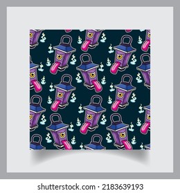 japanese lantern ghost seamless pattern, japanese yokai