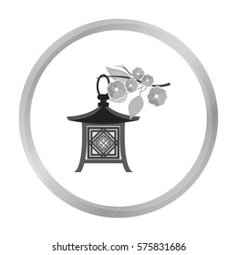 Japanese lantern icon in monochrome style isolated on white background. Japan symbol stock vector illustration.