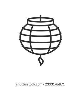 Linterna japonesa, icono lineal. Línea con trazo editable