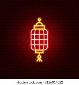 Japanese Lantern Neon Sign. Vector Illustration of Light Promotion.