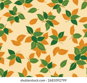 Japanese Leaf Branch Fall Vector Seamless Pattern