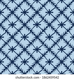 Japanese Leaf Branch Square Vector Seamless Pattern