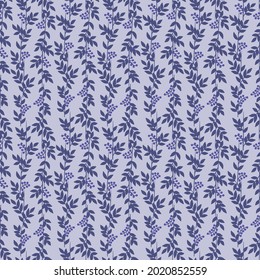 Japanese Leaf Branch Stripe Vector Seamless Pattern