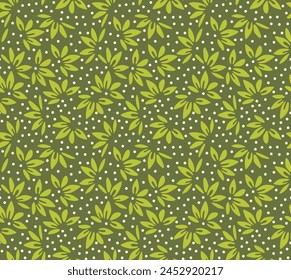  Japanese Leaf Fan Dot Vector Seamless Pattern