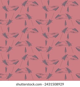 Japanese Leaf Flow Branch Vector Seamless Pattern