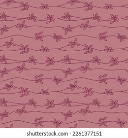 Japanese Leaf Flow Line Vector Seamless Pattern