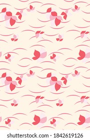 Japanese Leaf Flow Vector Seamless Pattern