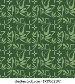 Japanese Leaf Mosaic Vector Seamless Pattern