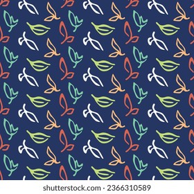 Japanese Leaf Motif Vector Seamless Pattern