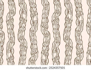 Japanese Leaf River Line Vector Seamless Pattern
