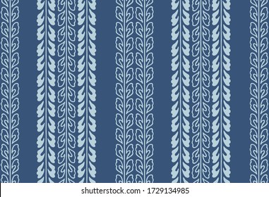 Japanese Leaf Stripe Vector Seamless Pattern