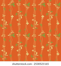 Japanese Leaf Vine Vector Seamless Pattern