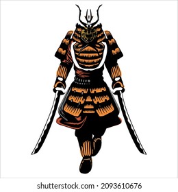 Japanese legendary ancient samurai and sword vector design