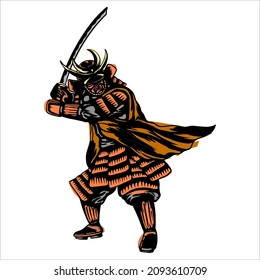 Japanese legendary ancient samurai and sword vector design