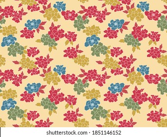 Japanese Lettuce Flower Vector Seamless Pattern