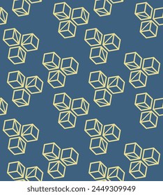 Japanese Line Cube Vector Seamless Pattern