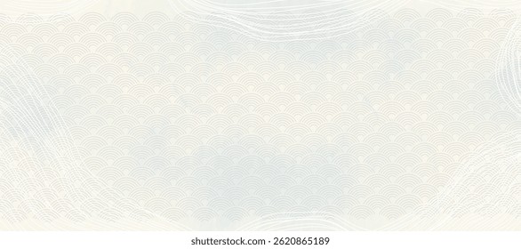 Línea japonesa Vector de fondo mínimo. Diseño de Fondo de pantalla con fondo de patrón de onda de línea. Ilustración para la cubierta, Anuncio, Sitio web, paquete, deco interior.