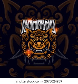 Japanese Lion E-sport logo design template