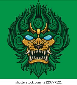 Japanese lion illustration with premium quality stock vector