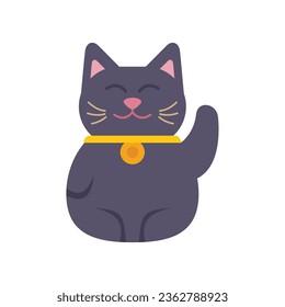 Japanese lucky cat icon flat vector. Japan neko. Chinese money isolated