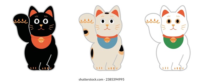 Gato afortunado japonés, simple material de ilustración