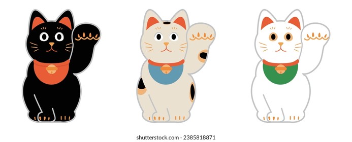 Japanese lucky cat, simple illustration material