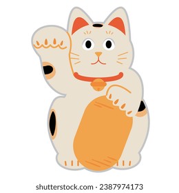 Japanese lucky cat, simple illustration material