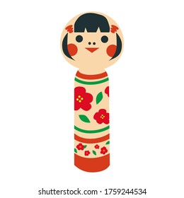 Japanese lucky charm card. 
This is a kokeshi doll.