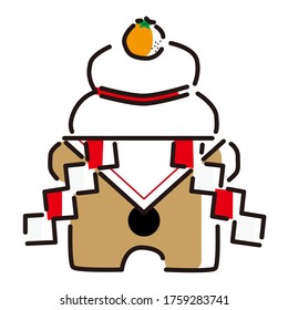 Japanese lucky charm card. 
This is a Kagami mochi.