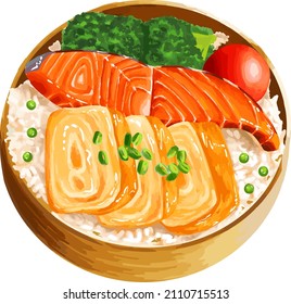 Japanese lunch in bento box vector illustration 