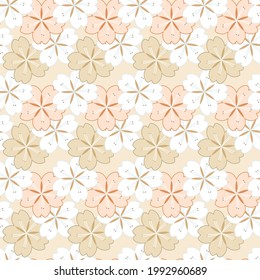 Japanese Luxury Cherry Blossom Fall Vector Seamless Pattern