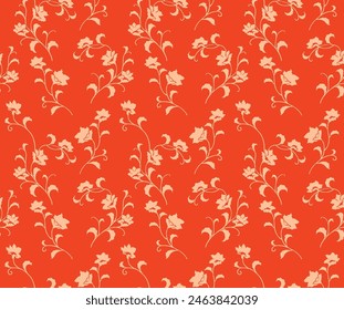 Japanese Luxury Curl Bouquet Vector Seamless Pattern