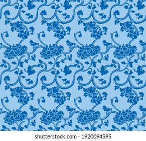 Japanese Luxury Curl Flower Vector Seamless Pattern