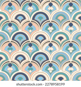 Japanese Luxury Fan Wave Vector Seamless Pattern
