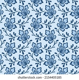 Japanese Luxury Flower Branch Motif Vector Seamless Pattern